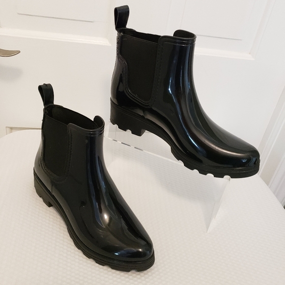 EC Capelli Of New York Black Rain Boots Size 9, Shiny, Lug Sole, Casual - Picture 1 of 13